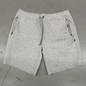 Polo Ralph Lauren Shorts Mens 2XL Gray Sweat Elastic Waist Zip Pockets Pony Logo